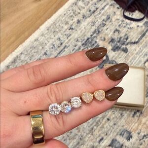 Elegant Gold and Silver Stud Earrings Set